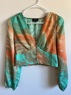 Milk and Honey Tie Dye Cropped Blouse Size M Boho Y2K